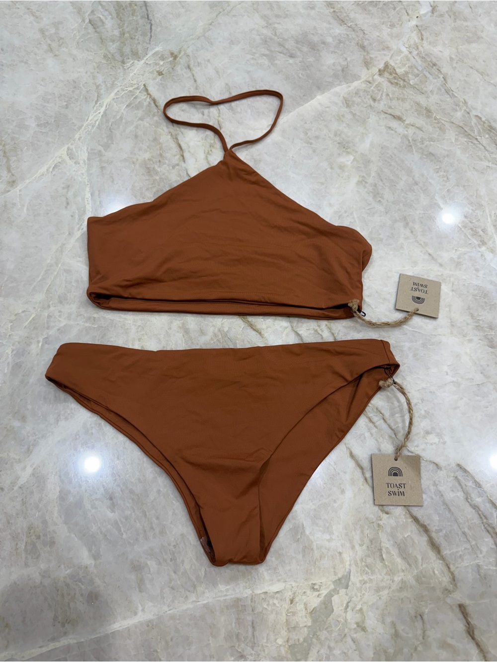 Toast Swim Women's Asymmetrical Rust Bikini Set